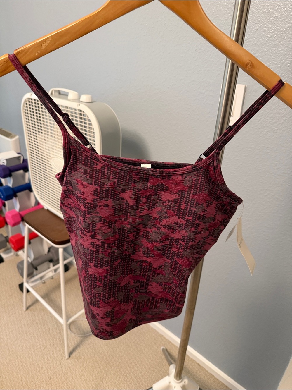 Zella Burgundy Patterned Cami with Adjustable Straps